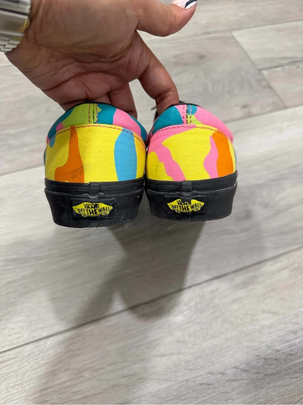 Women’s Vans Era Neon Camo and Black Sneakers Size 8